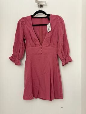 Forever 21 Pink Puff Sleeve Mini Dress Size S NWT